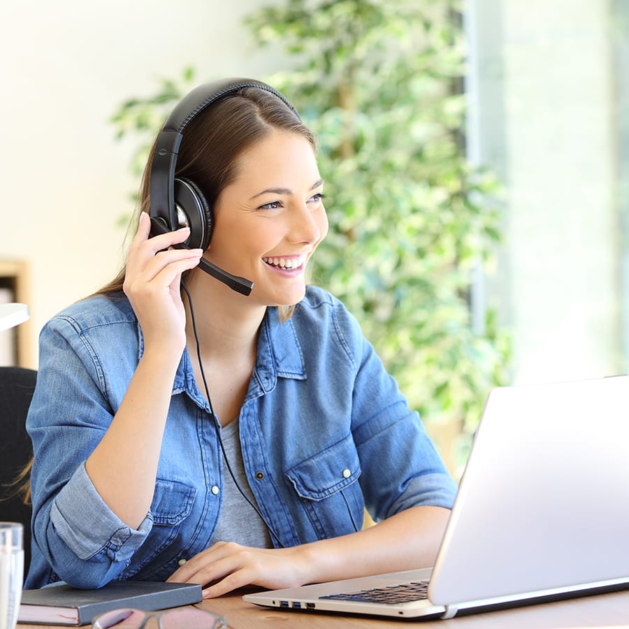 Woman attending the call in the office